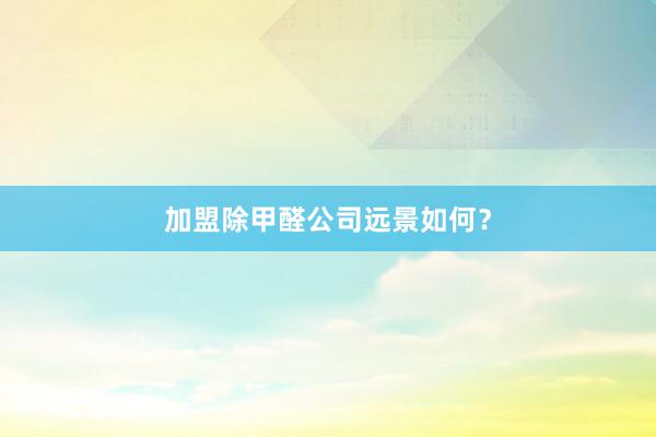 加盟除甲醛公司远景如何？