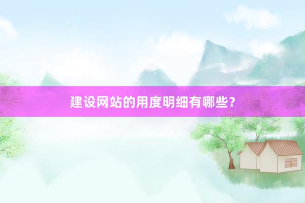 建设网站的用度明细有哪些？